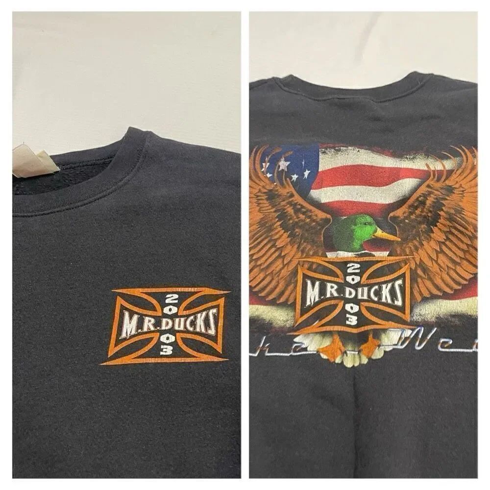 MR Ducks Bike Week VTG Black Crewneck Sweatshirt Size 2XL